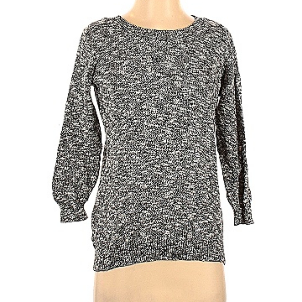 Women's Old Navy Black and White 3/4 Sleeve Sweater || Size S